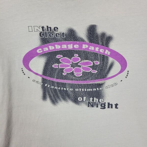 Vintage Cabbage Patch Shirt Mens Large Ivory Night Club San Francisco Thrashed - Picture 2 of 11